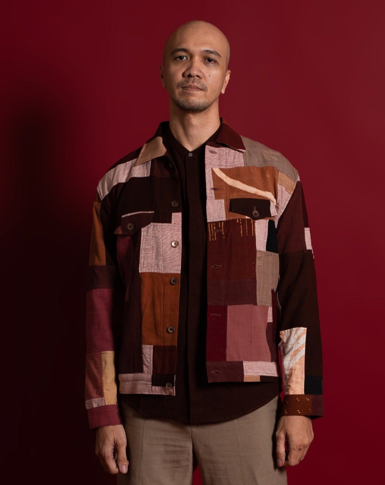 men in jacket, denim jacket, gender neutral, offcuts, slow fashion, sustainable fashion