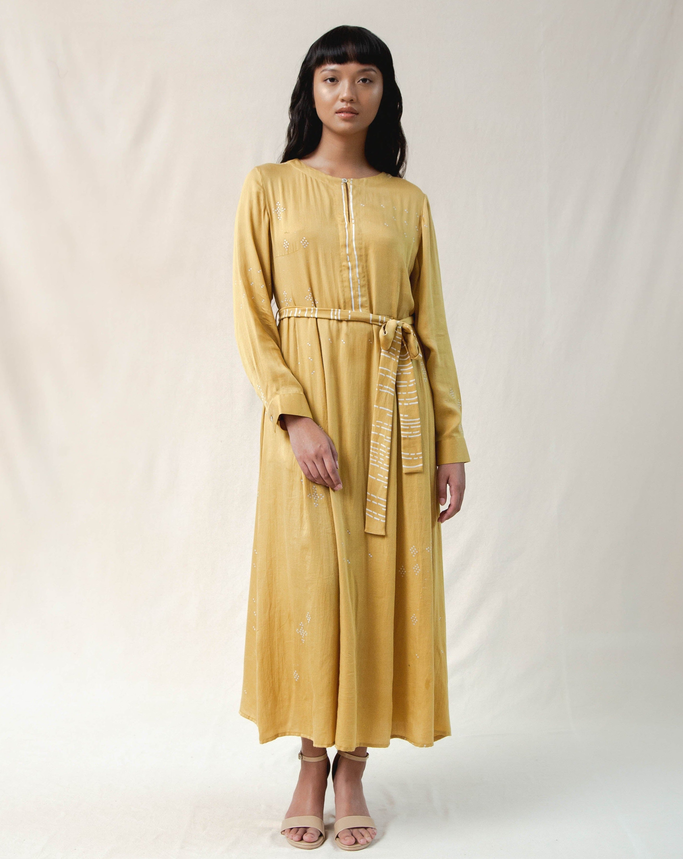 women's dress, dress with detachable belt, naturally dyed dress