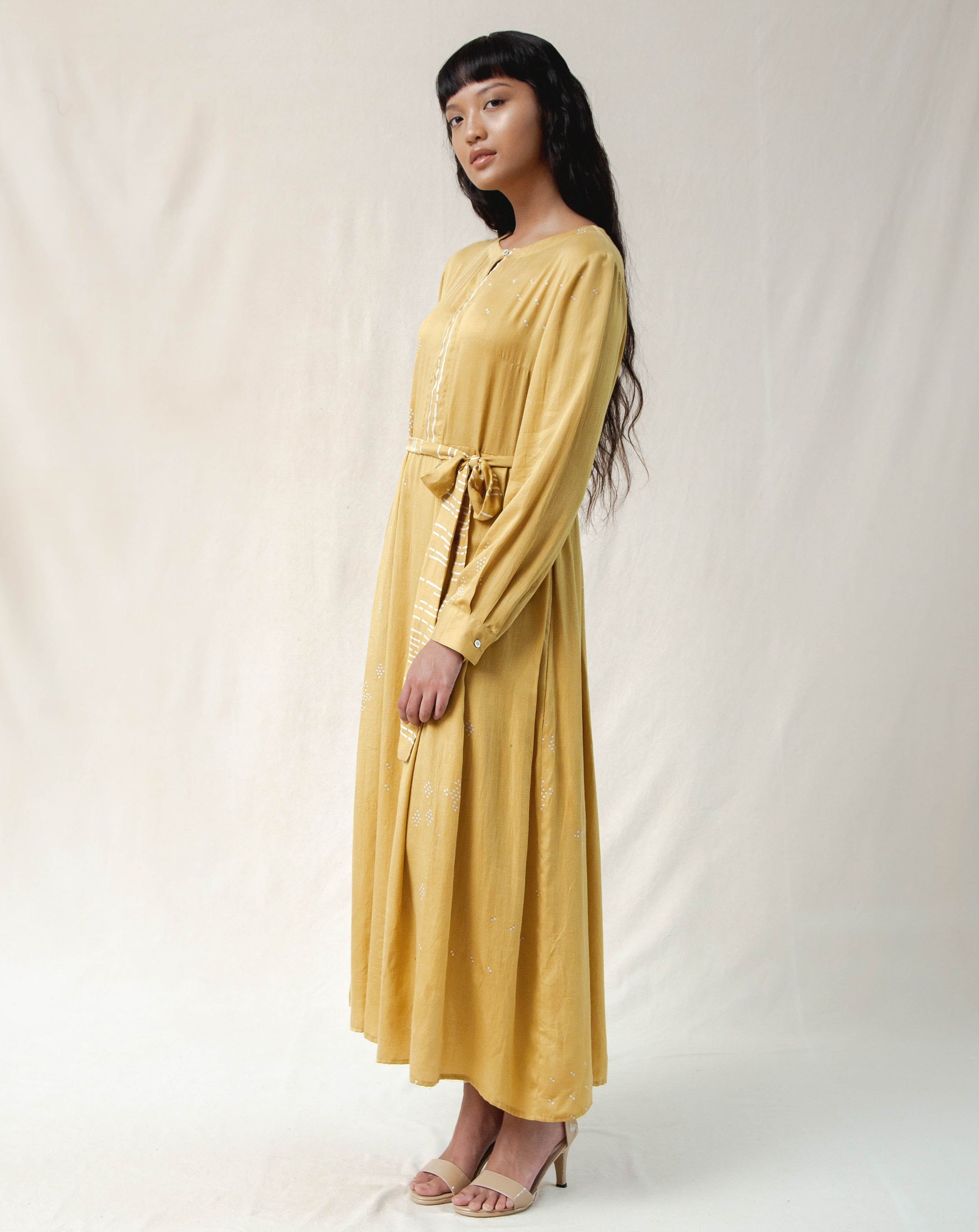 women's dress, dress with detachable belt, naturally dyed dress